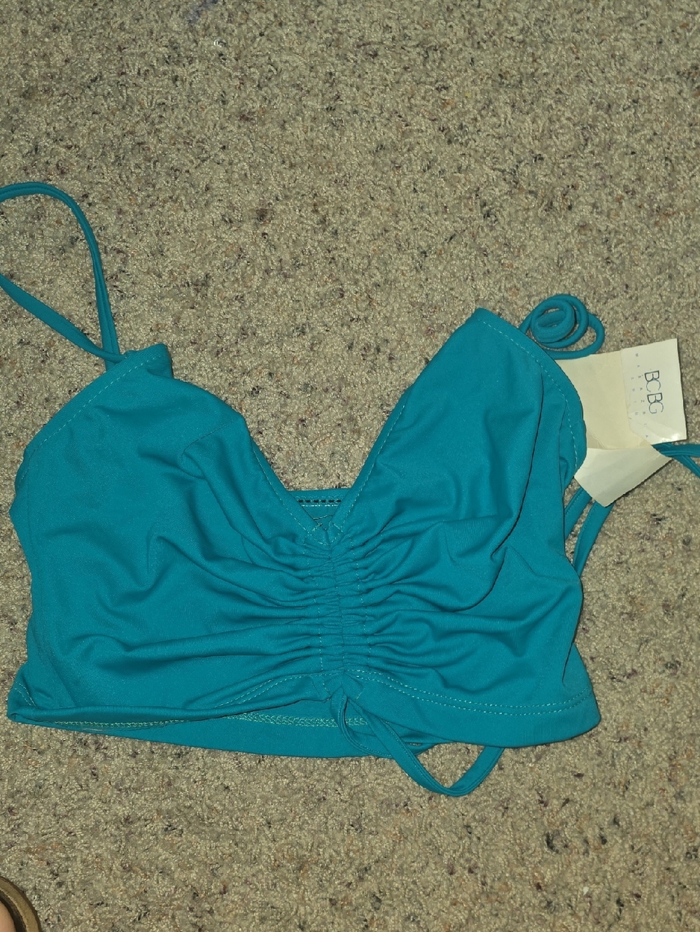 BCBG Teal Ruched Swim Bralette